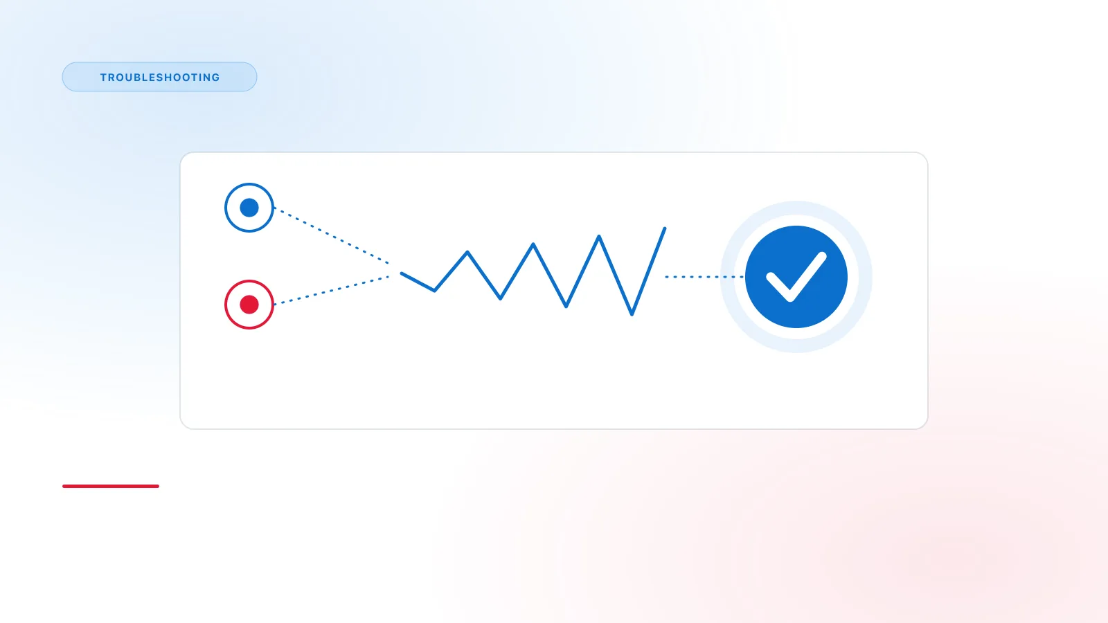 Diagnostic illustration showing a connection signal being checked and resolved